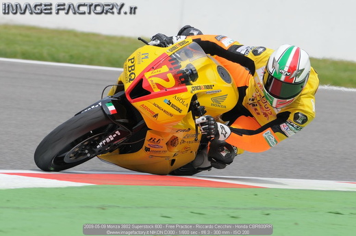 2009-05-09 Monza 3802 Superstock 600 - Free Practice - Riccardo Cecchini - Honda CBR600RR